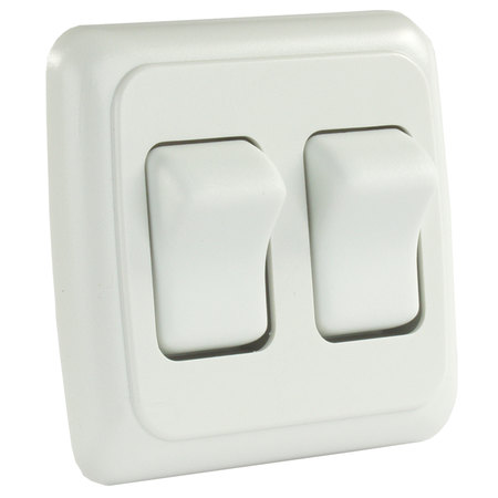 JR PRODUCTS JR Products 12015 On/Off Switch with Bezel - Double Switch, White 12015